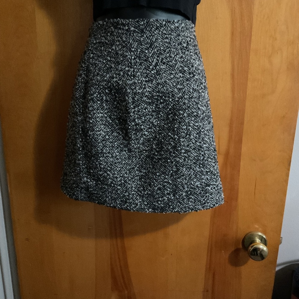 Women's Black and White Tweed A-Line Skirt